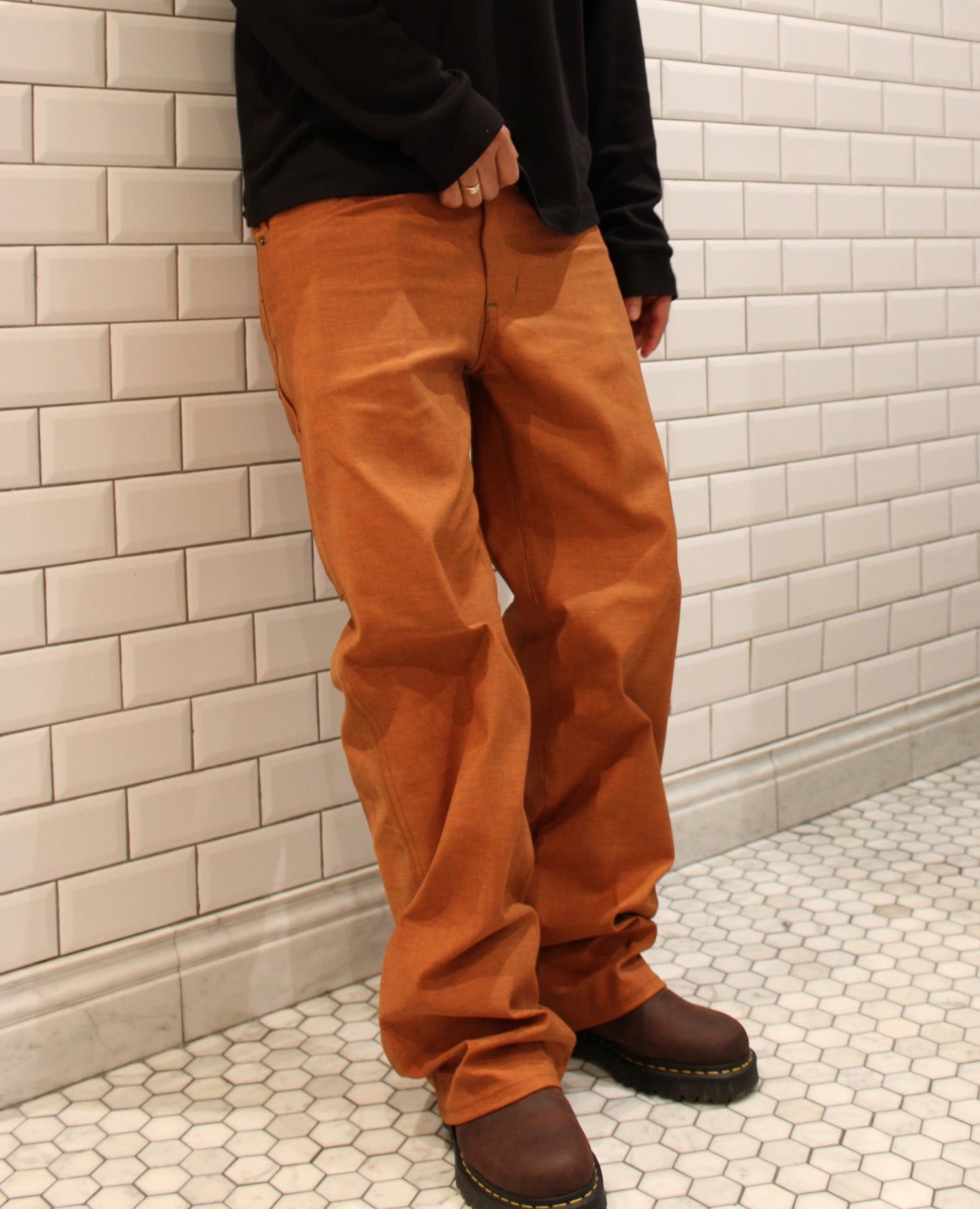 BROWN/ORANCE DENIM JEANS