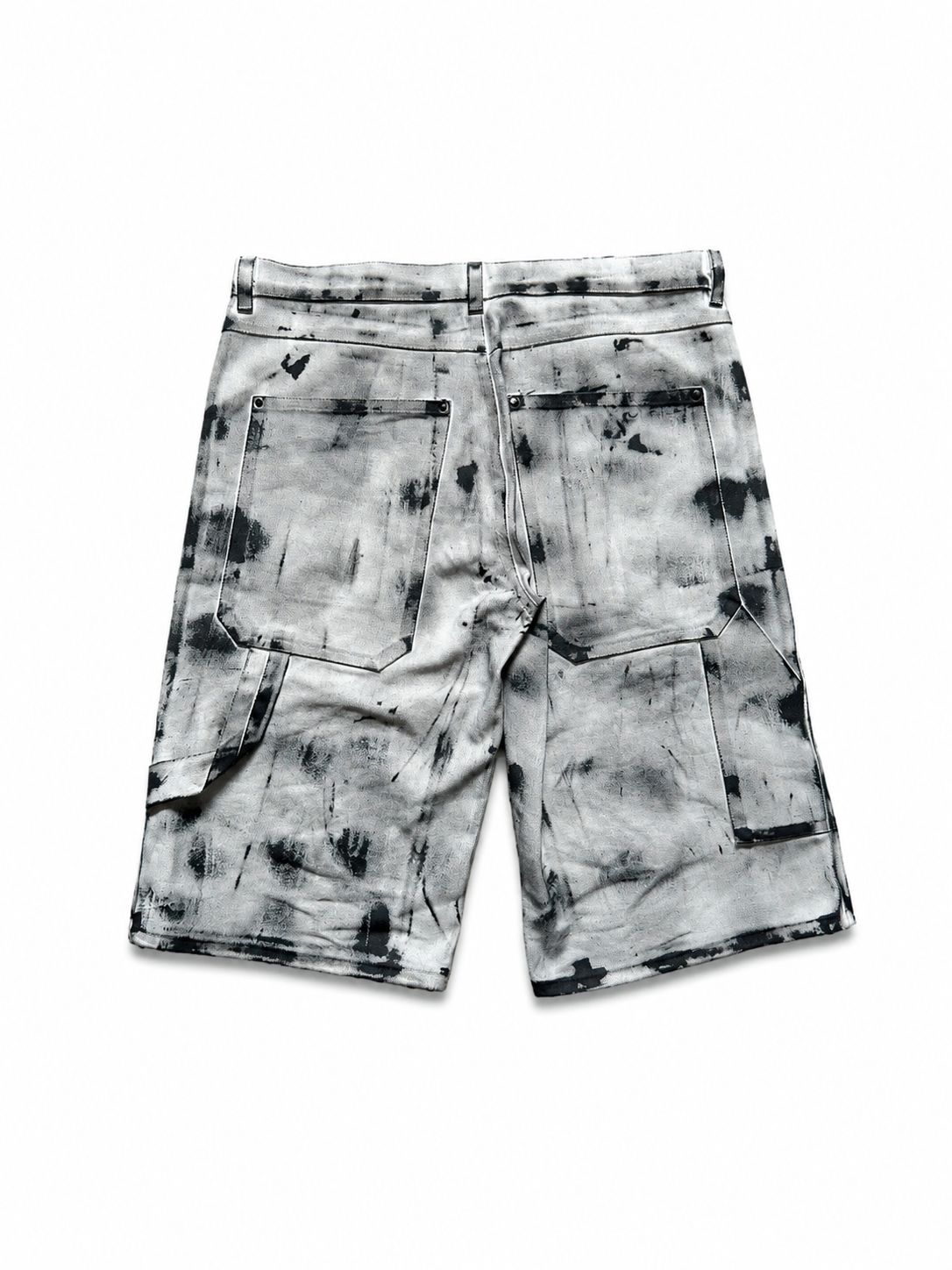 BLACK & WHITE DENIM BAGGY SHORTS