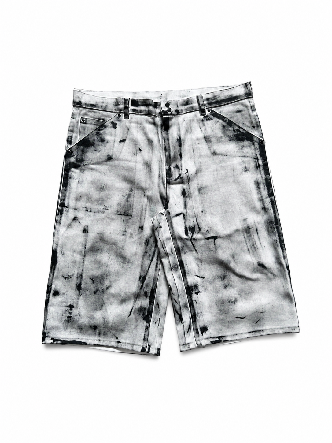 BLACK & WHITE DENIM BAGGY SHORTS
